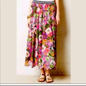 Maeve Anthropologie pink floral skirt